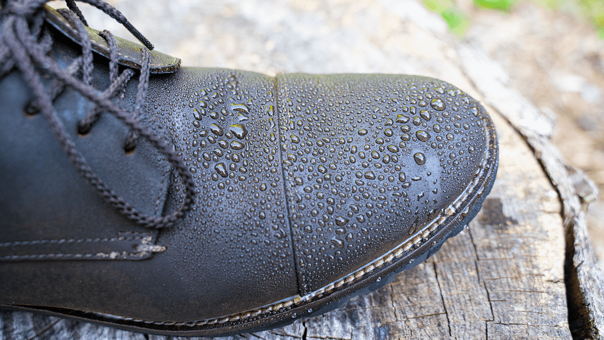 Waxed Suede Shoe with Water Droplets