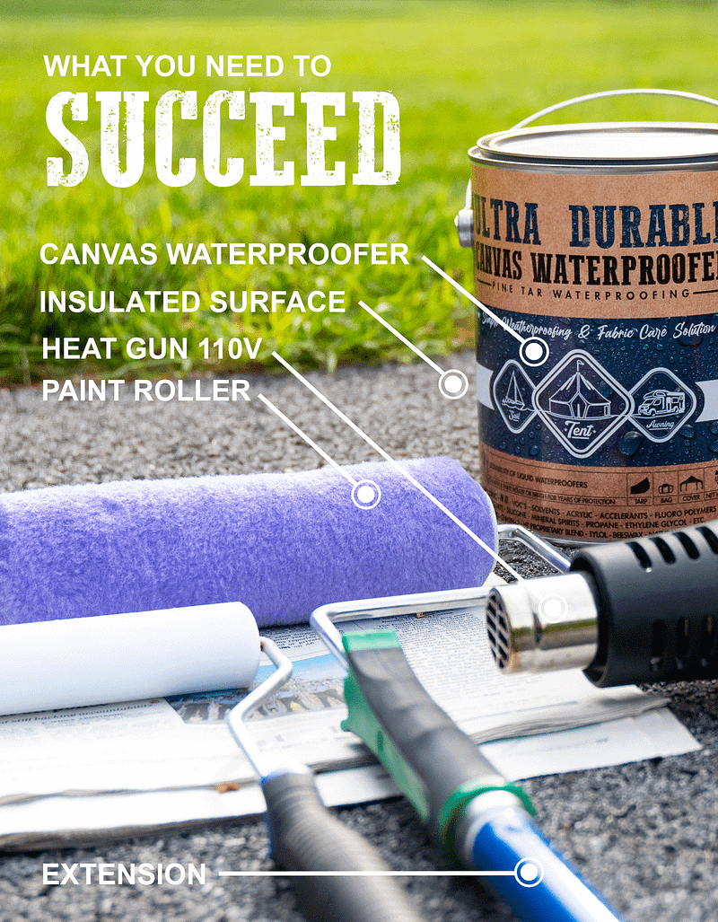 Tools for canvas waterproofing